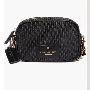 Kurt Geiger Black Woven Crossbody with Gold Chain